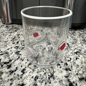 Anthropologie Clear Glass with Red and Pink Accents